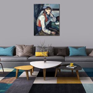 Abstract Animal Canvas Art Boy in A Red Vest Paul Cezanne Painting Handmade Musical Decor for Piano Room