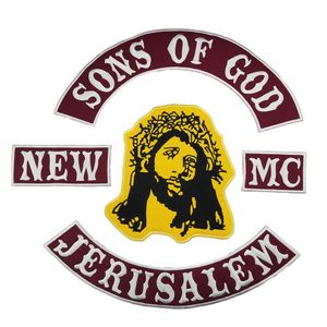 Ny ankomst Coolaste Son of God New Jerum Motorcykelklubb broderi patches Vest Outlaw Biker MC Colors Patch 240x