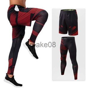 Fatos de treino masculinos Rashguard Conjunto de leggings de compressão para treino Shorts de corrida Calças de secagem rápida Terno Bolsos elásticos Collants esportivos masculino J230720