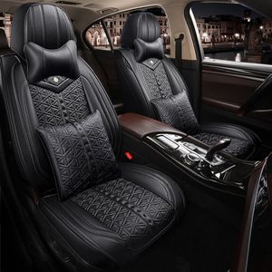 5st bilstol täcker full set med vattentät läder Airbag Compatible Automotive Vehicle Cushion Cover Universal Fit för de flesta CA280U