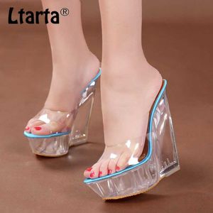 Sandały LTARTA Women Club Party Sandals Sandals Kapcia Przezroczyste kryształowe buty wodoodporne Platforma 15cm Wedge Buty LFD-126 L230720