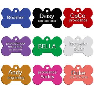 Lote de 100 pçs Cores misturadas Lados duplos Em forma de osso Etiquetas de identificação personalizadas para cães Gatos personalizados Nome do animal de estimação Telefone Não Não oferecemos Engr247Q