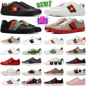 Sapatos de desenhista Itália Ace Sneakers Bee Snake Couro Bordado Preto Homens Tigre Chaussures Interlocking Sapato Branco Andando Sapato Casual Plataforma Treinadores I20P