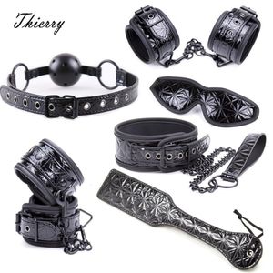 Bondage Thierry Crimson/Black Tied Ultimate Bondage Kit Augenbinde Ballknebel Kragen Hand- und Fußfesseln Paddel Spanking Sexspielzeug 230720