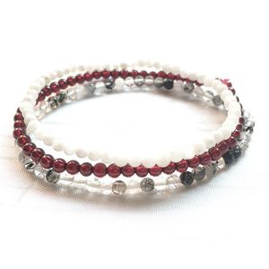 MG0128 A Grade Moonstone Garnet Bracelet Rutilated Quartz Yoga Mala Beads Bracelet 4 mm Mini Gemstone Jewelry Set308B