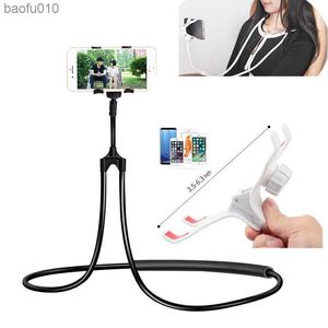 Suporte para celular pendurado no pescoço preguiçoso acessórios para montagem de celular ajustável em 360 graus suporte para iPhone L230619