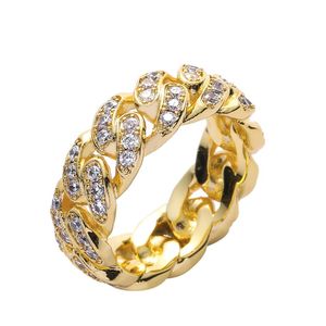 Hand-inlaid zircon Cuba chain ring 8 mm full set for men Europe and the United States hip-hop266Q