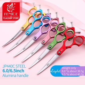 Hund Grooming Fenice Professional JP440C Färgglad 6,0 ​​6,5 tums krökta Grooming Scissors Pet Scissor för hundkatter 230719