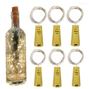 Cordas de luz de fada 6 pçs LED garrafa de vinho fio de cobre luzes de corda guirlanda de natal decoração de cortiça