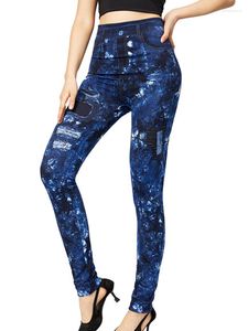 Women's Leggings Fitness Jeggings High Waist Leggins Faux Denim Jeans Sexy Casual Elastic Printed Pencil Pants Stretch Soft