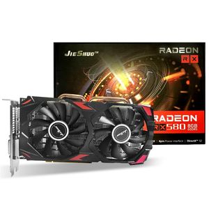 JIESHUO Placas Gráficas AMD RX 580 8G Para GDDR5 GPU mineração Placa de Vídeo RX 580 8GB 256Bit 2048SP Computador VGA RX580 hashrate 30mh s205b