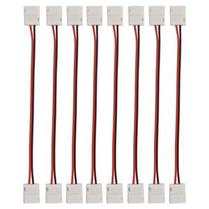 100pcs 8mm 2pin LED Connector 10mm LED Connector Adapter Cable Strip to Strip 5050 3528 Single Color LED Strip299t