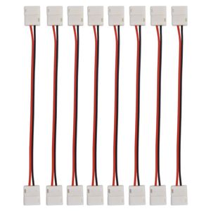 100pcs 8mm 2pin LED konektör 10mm LED konektör adaptör kablo şeridi 5050 3528 tek renkli LED Strip299t