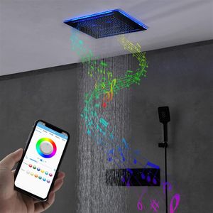 soffione doccia a pioggia per bagno set 400x400mm rubinetti nebbiosi a cascata set da bagno musica termostatico led light268d