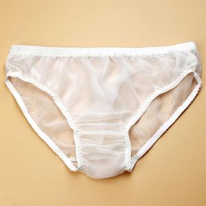 100% Pure Silk Men's Briefs Men U Forma Cutting Antibacterial Man bekväma sexiga underbyxor Mitt midja Male Underwear234b