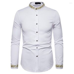 Camicie casual da uomo Camicia a maniche lunghe primaverili e autunnali Modello di ricamo di personalità Top T-shirt da designer di moda coreana