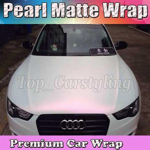 Premium Satin pearl white to pink shift Wrap With Air Release Pearlescent Matt Film Car Wrap styling graphic 1 52x20m Roll215S
