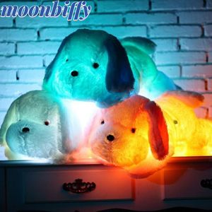 Peluş Bebekler 3050cm Led Parlayan Köpek Oyuncak Büyük Boyut Ayarlayan Işık Yavru Yoksu Sevimli Bebek Dolgulu Doldurulmuş Çocuklar Bebek Doğum Günü 230719