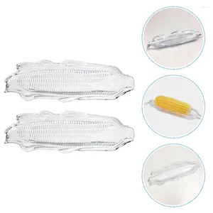 Dinnerware Sets Plastic Corn Tray Bbq The Cob Dishes Plate Multi-function Appetizer Holders Snack Practical Fruit Clear Cutlery
