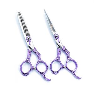 6 0 inch professional hairdressing scissors 440C stainless steel material European and American retro scissors flat shear thinning199i