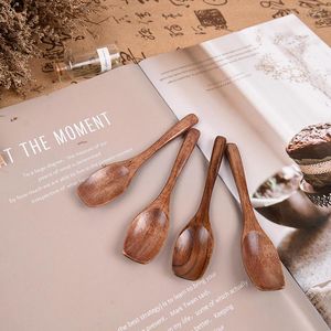 Spoons Wooden Spoon Flat Mouth Tea Shovel Kitchen Cooking Utensil Tool Teaspoon Spice Dessert Coffee Mixing Household