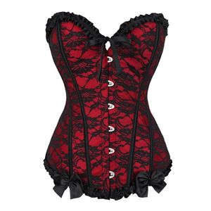 Bustiers korsetter Sexig överbust och snörning av vintage blommig bågkorsett underkläder topp plus size corset för kvinnor burlesk costum273j