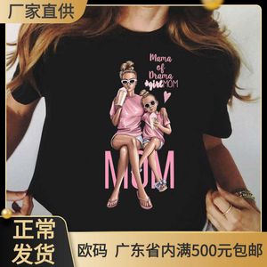 skjorta kvinnor mode casual tecknad förälder-barn tryck kvinnors topp t-shirt flickvänner mode