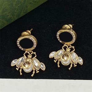 Pearl Vintage Earring Body Jewels Wings Bee Charm Women Gold Circle Ring Ear Stud Part Diamonds Luxury Earrings Package With Box