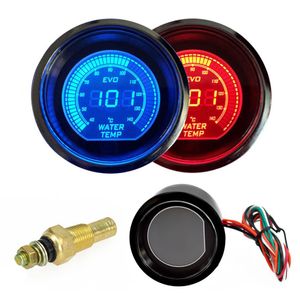 2 polegadas 52mm Medidor de temperatura da água 12V Azul Vermelho LED Lente de matiz de luz Tela LCD do carro Digital medidor de temperatura da água instrumento 200G