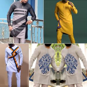 Men's Tracksuits Summer African Ethnic Style Men's Clothing Shirt And Sports Pants 2-Piece Wedding Dress Ball Casual Prayer Solemn Slim Suit 230719