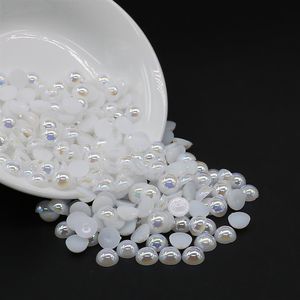 Hela ABS Half Pearl Beads Pure White Ab Color All Size Flatback Lim på Rhinestone för kläddekoration3227