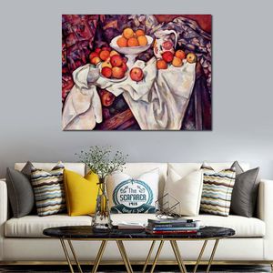 Handmade Abstract Oil Painting on Canvas Apples and Oranges 1900 Paul Cezanne Vibrant Wall Art Masterpiece for Office