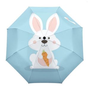 Paraplyer morot söt djur tecknad automatisk parasol vikning paraply manlig kvinnor tryckt lätt regnutrustning