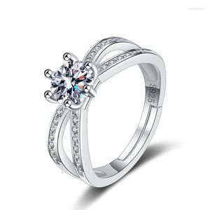Cluster Rings Silver Color Trendy Fashion Zircon Cross Adjustable Ring Finger For Women Girl Promise Valentine's Day Jz374