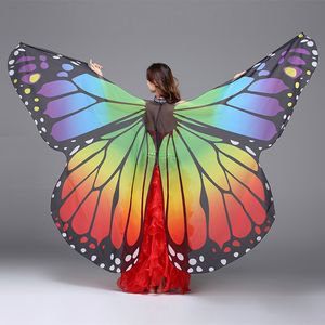 عيد الميلاد قوس قزح الفراشة 360 ° Big Butterfly Golden Wings Wings Wings Colorful Butterfly Belly Dance Wings