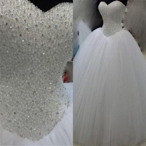 Yeni Tasarım Balosu Kristaller Gelinlik Sevgilim Beyaz Tül Zemin Uzunluğu 2019 Gelin Gowns Geri Dantel Yukarı Özel Made 231m