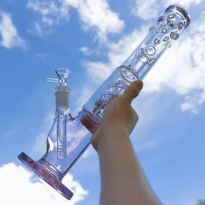 Base de copo de 14,5 polegadas Bong Hookahs Smoking Glass Pipe Recycler Dab Rigs Freezable Coil Water Bongs Downstem Perc Junta de 14 mm