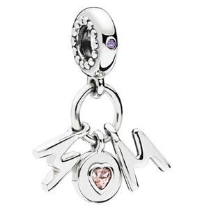 High Quality Authentic S925 Sterling Silver Perfect Mom Dangle CZ Charm Pendant Fit For Pandora Bracelet DIY Bead Charms228R