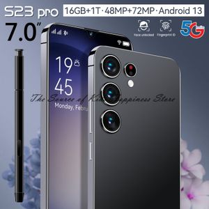 Ny Unlocked S23Pro Mobiltelefon 7.0 HD -skärm Smartphone 4G 5G Dual Sim 48MP+72MP Camera Android 13