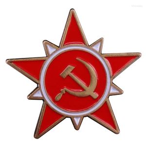 Brosches Sovjetunion Flag Hammer och Sickle Emamel Pin Communist Badge Red Star Brosch