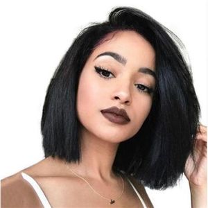 180 Density Short Full Lace Frontal Human Hair Wigs For Women Peruvian Virgin Hair Straight Bob 360 Lace Frontal Wig Black325B