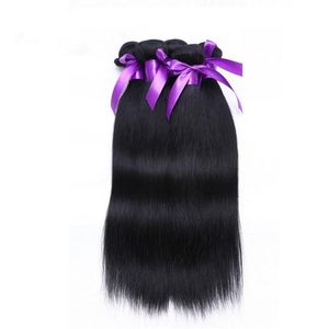 Factory Grade 5A #1 Jet Black Cała prosta Brazylijska peruwiańska 100%Virgin Virgin Human Hair Weave 50g 3 Bundle Lot Fair Exten2115