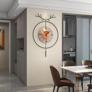 Wall Clocks Swingable Clock Luxury Large 3dLiving Room Hanging Watch For Home Decor Interior Modern Decoration Horologe