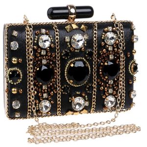 Borsa da sera nobile per banchetti di fascia alta con perline nuove da donna Diamante nero Bella pochette da cena fatta a mano LY07235i