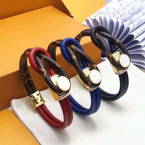 Fashion charm love leather bracelet bangles Armband for women mens party wedding jewelry couples lovers engagement gift with box2527