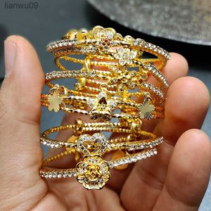 Wando 20 Styles Dubai Gold Color Baby Bangles For Kids Baby Promotion Sale Child Birthday Gifts Children'S Bracelets L230704