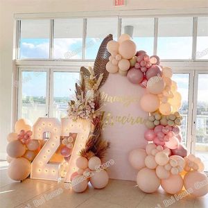 135pcs Kayıtlı Kayıtlı İnci Pembe Balonlar Çelenk Kiti Düğün Dekorasyon Krem Şeftali Renk Arch Bebek Duş Doğum Günü Partisi Dekor X2916