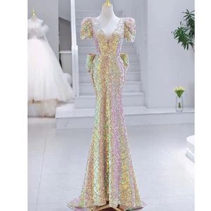 2023 Bling Shiny Denizkızı Prom Elbise Dantel Boncuklu Seksi Akşam Partisi İkinci Resepsiyon Doğum Günü Nişan Elbise Seatined Arapça Aso Ebi Robe De Soiree