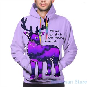 Herrtröjor herrar tröja för kvinnor roligt allt vi kan göra är att gå framåt natt himmel stag tryck avslappnad hoodie streatwear