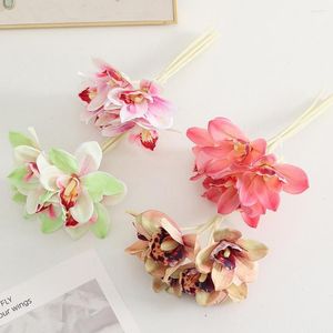 Decorative Flowers Faux Flower Long Lasting Artificial Bouquet Not Wither Six Branch Simulation Butterfly Orchid Arrangement Party Supply